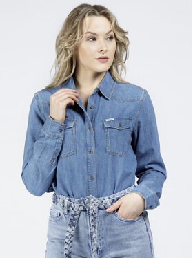 Cross Jeans Cross Jeans Koszula jeansowa A 601-015 Niebieski Regular Fit