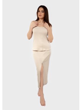 DKaren Sport DKaren Sport Komplet bluzka i spódnica DK-K-P1 Beżowy Slim Fit
