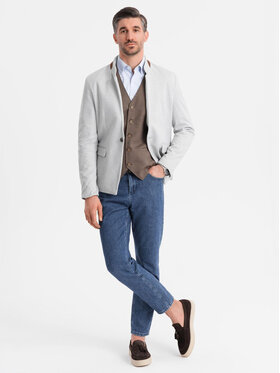 Ombre Ombre Marynarka OM-BLZB-0131 Szary Regular Fit