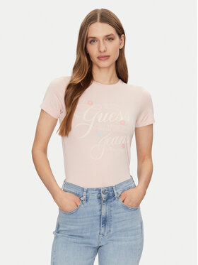 Guess Jeans Guess Jeans Tričko W5GI24 J1314 Béžová Regular Fit