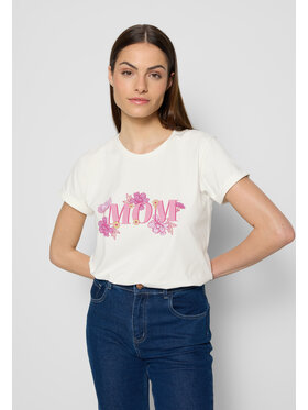 BIZUU BIZUU T-Shirt MOM Biały Standard Fit