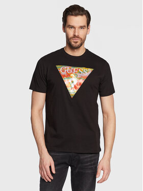 Guess Guess Tricou Abstract Logo M3GI57 K9RM1 Negru Slim Fit