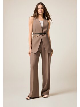 Oltre Oltre Spodnie materiałowe P025R008478N022 Brązowy Baggy Fit