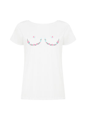 White Rvbbit White Rvbbit T-Shirt z haftowanymi kwiatami Biały Relaxed Fit