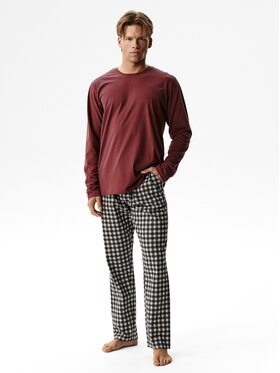 Atlantic Atlantic Piżama Long Peach Effect Bordowy Regular Fit