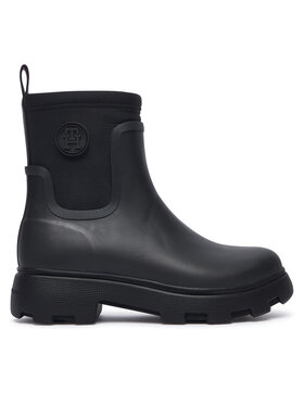 Tommy Hilfiger Tommy Hilfiger Gumijasti škornji Th Stamp Warm Ankle Rain Boot FW0FW09544 Črna