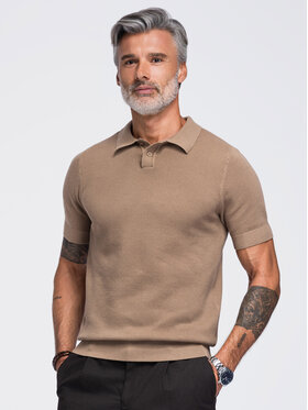 Ombre Ombre Polo OM-POSS-0178 Brązowy Regular Fit