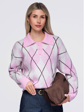 Ombre Ombre Sweter OW-SW-E0030 Różowy Relaxed Fit