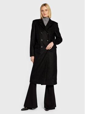 Trussardi Trussardi Gyapjú kabát 56S00807 Fekete Regular Fit