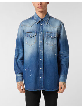 PHILIPP PLEIN PHILIPP PLEIN camicia di jeans 26853 Blu Regular Fit