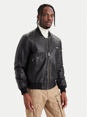 Aeronautica Militare Aeronautica Militare Geacă de piele 262PN0966UPL00328 Negru Regular Fit