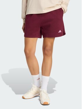 adidas adidas Szorty materiałowe 3 Stripes Studio Fleece Loose Czerwony Loose Fit