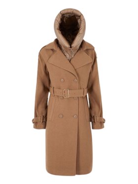 Yes Zee Yes Zee Płaszcz Cappotto doppiopetto Brązowy Regular Fit