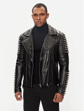 Serge Pariente Serge Pariente Кожено яке Studer Черен Slim Fit