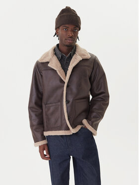 Jack & Jones Jack & Jones Bunda z imitace kůže Cambridge 12282946 Hnědá Regular Fit