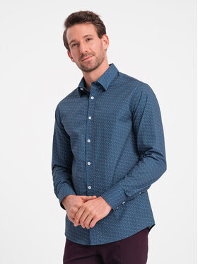 Ombre Ombre Koszula OM-SHCS-0151 Niebieski Regular Fit