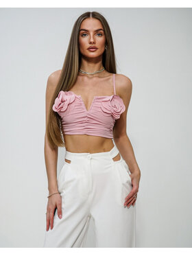 LilaLou LilaLou Top Róża Różowy Slim Fit