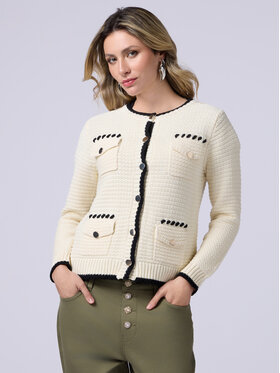 Oltre Oltre Cardigan M073J004799N0S1 Bianco Regular Fit