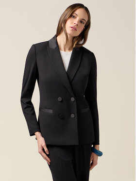 Oltre Oltre Marynarka Q782R104615N033 Czarny Slim Fit