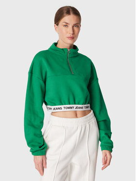 Tommy Jeans Tommy Jeans Світшот Logo Waistband DW0DW14350 Зелений Relaxed Fit