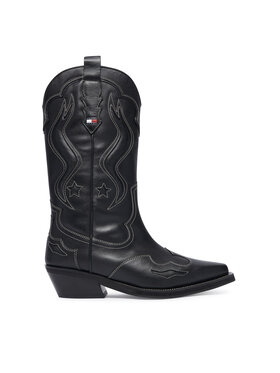 Tommy Jeans Tommy Jeans Kaubojiški batai Archive Cowboy Boot Leather EN0EN03046 Juoda