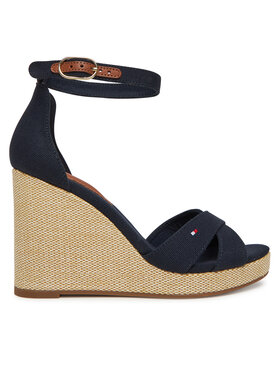 Tommy Hilfiger Tommy Hilfiger Sandály Flag High Wedge Espad Crisscross FW0FW08661 Tmavomodrá