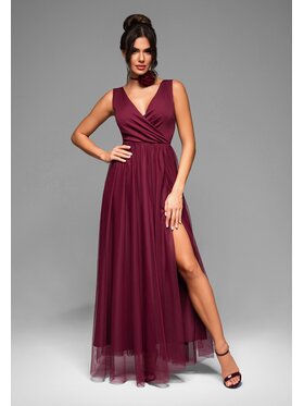 Ombre Ombre Sukienka wieczorowa LA-OM-DLR010 Bordowy Regular Fit
