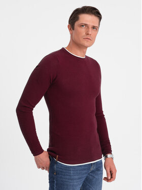 Ombre Ombre Svetr OM-SWSW-0103 Bordó Classic Fit