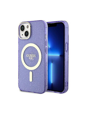Guess Guess Etui na telefon Glitter Gold MagSafe Fioletowy