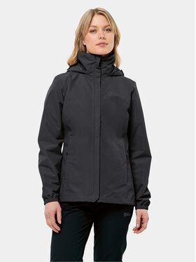 Jack Wolfskin Jack Wolfskin Яке за дъжд Stormy Point 1111202 Черен Regular Fit