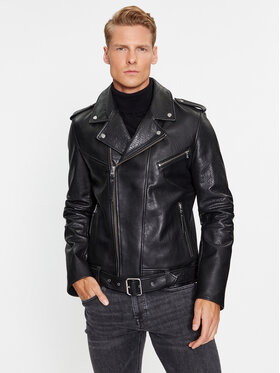 Hugo Hugo Кожено яке Lowis-3 50498066 Черен Slim Fit