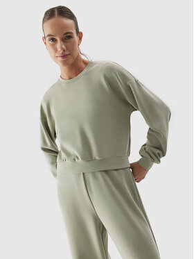 4F 4F Pulóver 4FAW23TSWSF701 Khaki Regular Fit