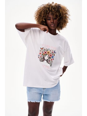 blue shadow blue shadow T-Shirt Feelings Écru Regular Fit