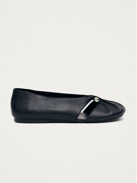 ALOHAS ALOHAS Baleriny Ravena Black Leather Ballet Flats Czarny