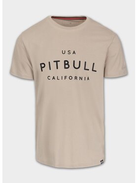 PITBULL PITBULL T-Shirt Koszulka męska Slim Fit USA CAL XXL Beżowy Regular Fit