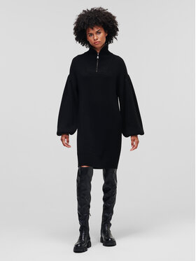 KARL LAGERFELD KARL LAGERFELD Trikotažinė suknelė Logo 226W2008 Juoda Relaxed Fit