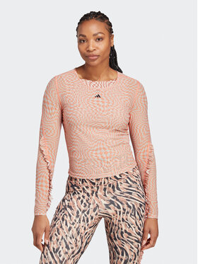 adidas adidas Bluza Print Clash Long Sleeve Yoga Long-sleeve Top HT7324 Rjava