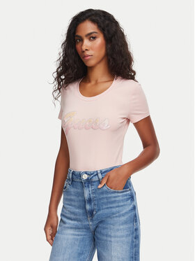 Guess Guess Tričko W6YI56 K5028 Svetloružová Slim Fit