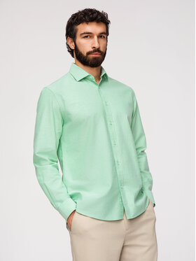 Ombre Ombre Koszula K705 Zielony jasny Regular Fit