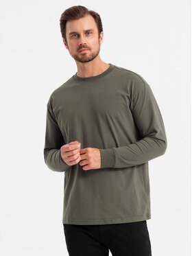 Ombre Ombre Longsleeve OM-LSBC-0129 Zielony Loose Fit
