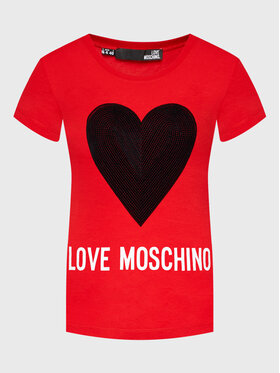 LOVE MOSCHINO Majica W4H1932E 1951 Rdeča Slim Fit