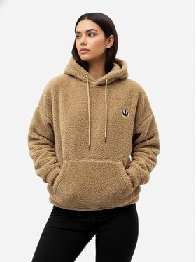 Jigga Wear Jigga Wear Bluza Sherpa Teddy Miś Plusz Polar Ciepła szeroka luźna 130289 Beżowy Oversize