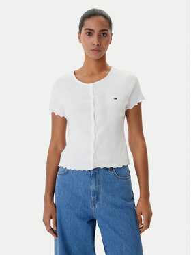 Tommy Jeans Tommy Jeans Bluse DW0DW20377 Weiß Slim Fit