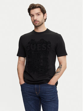 Guess Guess Marškinėliai M5YI13 I3Z14 Juoda Regular Fit