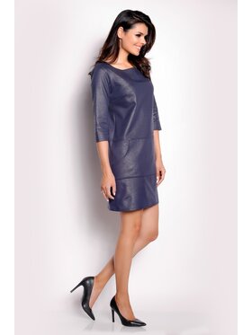 Awama Awama Sukienka dzianinowa A153 Granatowy Basic Fit