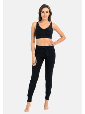 Teyli Teyli Półśpiochy Klasyczne damskie spodnie dresowe Ava Czarny Skinny Fit