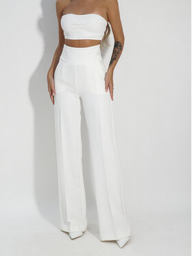 LilaLou LilaLou Bavlnené nohavice Teresa Biela Regular Fit