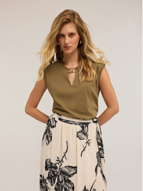 Motivi Motivi T-Shirt G348W003490N015 Zielony Boxy Fit