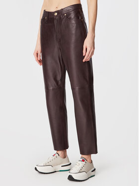 Tommy Hilfiger Tommy Hilfiger Odinės kelnės Classic WW0WW37623 Ruda Straight Fit