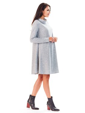 Awama Awama Úpletové šaty A198 Šedá Basic Fit